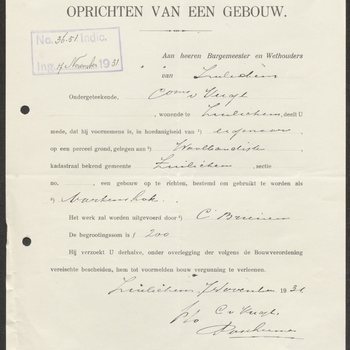 Zuilichem, Waaldijk 33; Bouw schuur, 09-11-1931