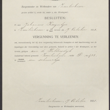 Zuilichem, Waaldijk; Bouw schuur, 07-10-1921