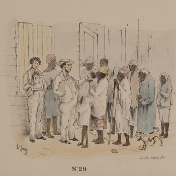 Bezoek van den directeur in het slaven hospitaal, 1850