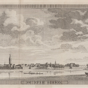 Stadsgezicht op Zaltbommel vanaf de overzijde van de Waal, vanaf Tuil, [1732]