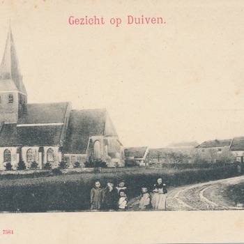 Ansichtkaart gezicht op Duiven met Remigiuskerk