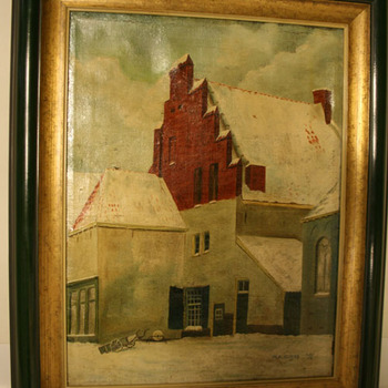 Hoek Kosterstraat, smederij en Synagoge, 1952