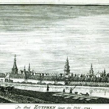 De Stad Zutphen langs den IJssel, 1744.