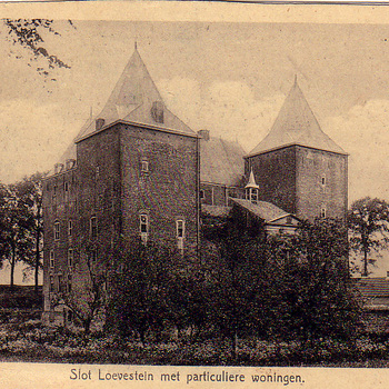      Slot Loevestein met  particuliere woningen.