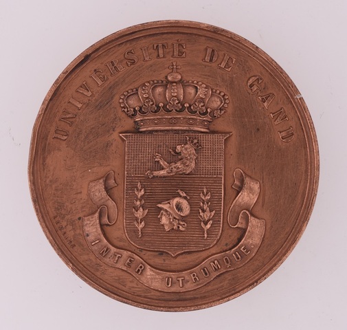 Gedenkpenning voor de eerstesteenlegging van het Instituut voor Wetenschappen van de Gentse Universiteit, 1883