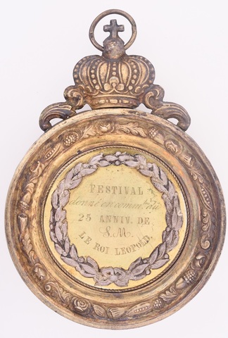 Gedenkpenning festival te Evergem voor het zilveren regeringsjubileum van Leopold I, 1857