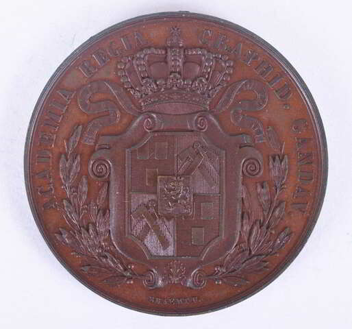 Prijspenning van de Gentse Academie voor Schone Kunsten aan Henri De Geyter, architectuur 2de prijs, 1870