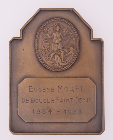 Plaket aangeboden aan E. Morel de Boucle Saint-Denis ter gelegenheid van het 325-jarig bestaan van de St-Michielsgilde, 1938