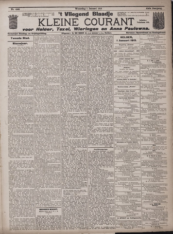 Vliegend blaadje : nieuws- en advertentiebode voor Den Helder 1913-01-01
