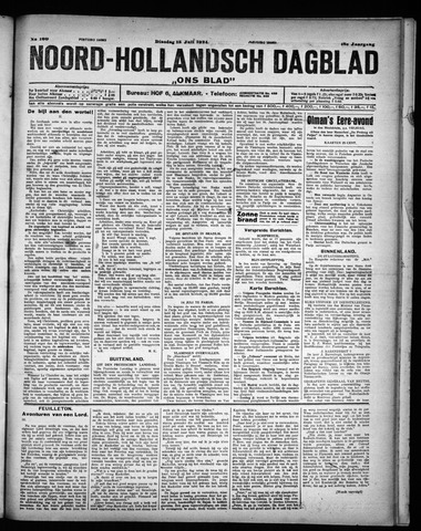 Noord-Hollandsch Dagblad : ons blad 1924-07-15