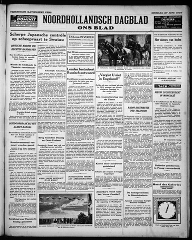 Noord-Hollandsch Dagblad : ons blad 1939-06-27
