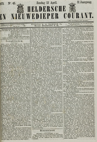 Heldersche en Nieuwedieper Courant 1873-04-13