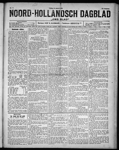 Noord-Hollandsch Dagblad : ons blad 1923-01-26