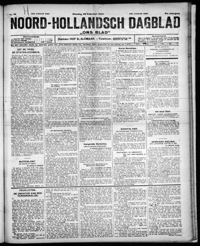 Noord-Hollandsch Dagblad : ons blad 1927-02-22
