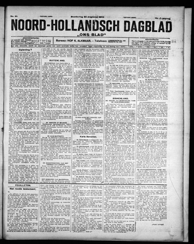 Noord-Hollandsch Dagblad : ons blad 1924-08-21