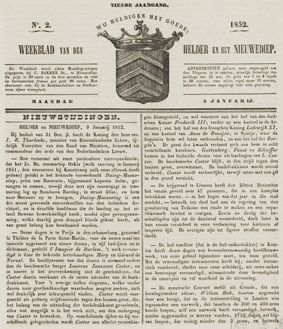 Weekblad van Den Helder en het Nieuwediep 1852-01-05