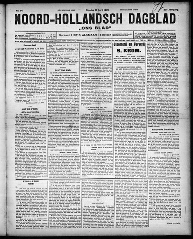 Noord-Hollandsch Dagblad : ons blad 1929-04-23