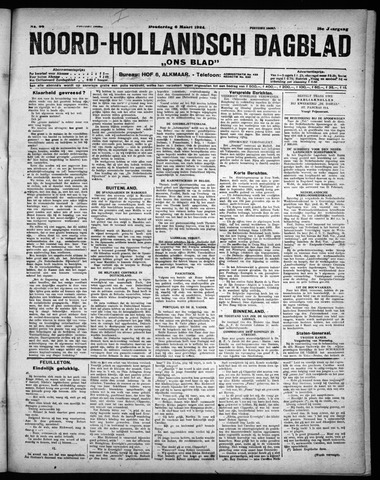 Noord-Hollandsch Dagblad : ons blad 1924-03-06