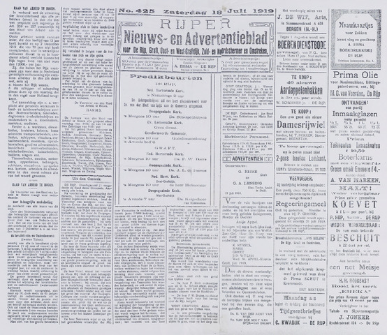 Rijper Nieuws- en Advertentieblad 1919-07-19