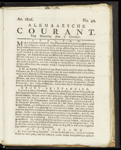 Alkmaarsche Courant 1806-10-06