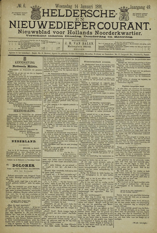 Heldersche en Nieuwedieper Courant 1891-01-14