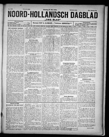 Noord-Hollandsch Dagblad : ons blad 1924-05-27