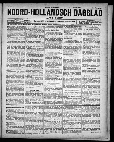 Noord-Hollandsch Dagblad : ons blad 1924-05-30