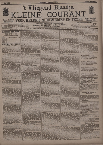 Vliegend blaadje : nieuws- en advertentiebode voor Den Helder 1893-01-07