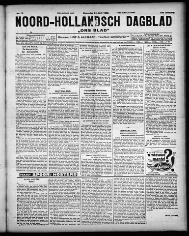 Noord-Hollandsch Dagblad : ons blad 1929-04-24