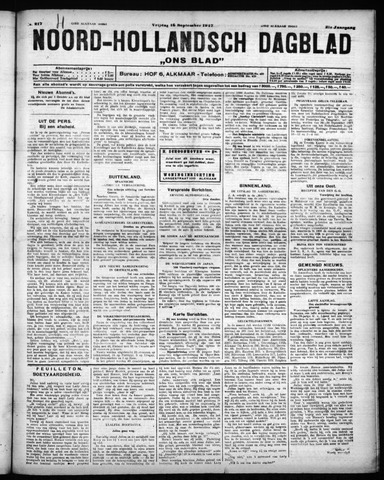 Noord-Hollandsch Dagblad : ons blad 1927-09-16