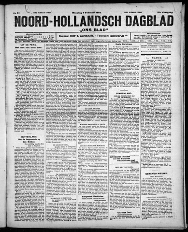 Noord-Hollandsch Dagblad : ons blad 1927-02-07