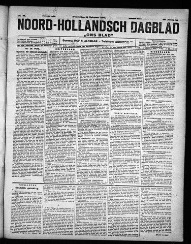 Noord-Hollandsch Dagblad : ons blad 1924-02-14