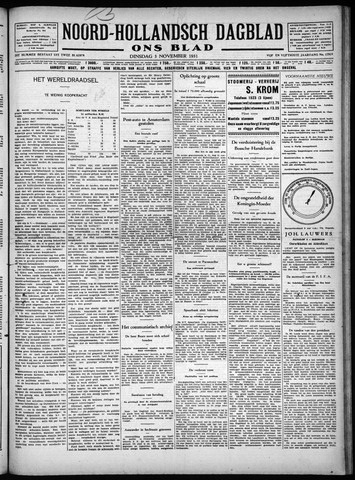 Noord-Hollandsch Dagblad : ons blad 1931-11-03