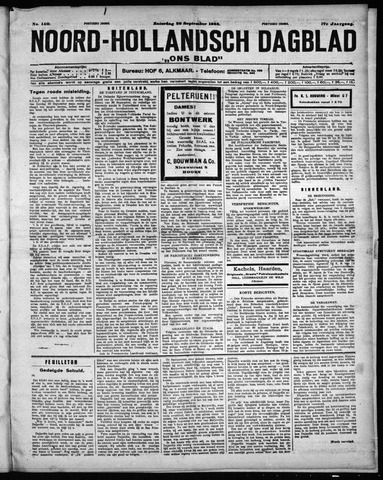 Noord-Hollandsch Dagblad : ons blad 1923-09-29