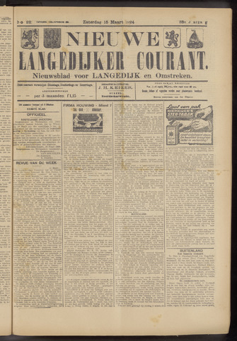 Nieuwe Langedijker Courant 1924-03-15