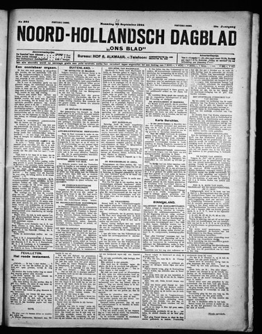 Noord-Hollandsch Dagblad : ons blad 1924-09-29