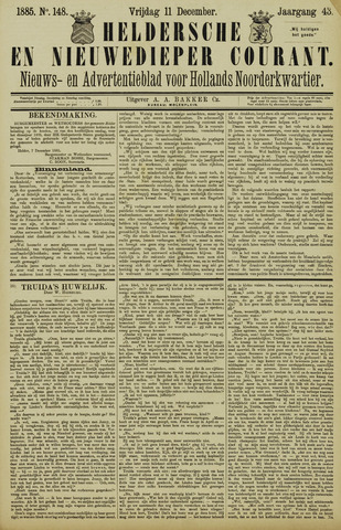 Heldersche en Nieuwedieper Courant 1885-12-11