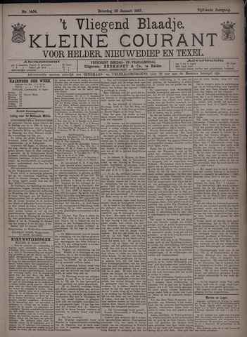 Vliegend blaadje : nieuws- en advertentiebode voor Den Helder 1887-01-22