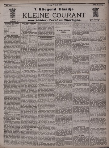 Vliegend blaadje : nieuws- en advertentiebode voor Den Helder 1900-04-07