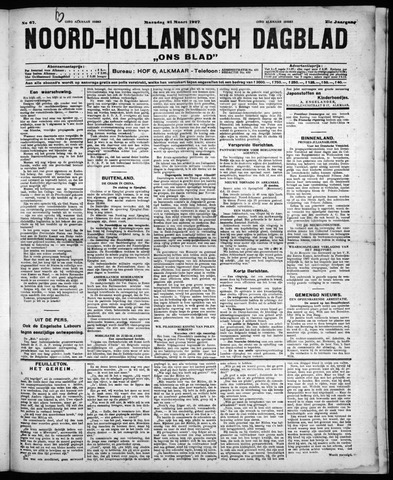 Noord-Hollandsch Dagblad : ons blad 1927-03-21