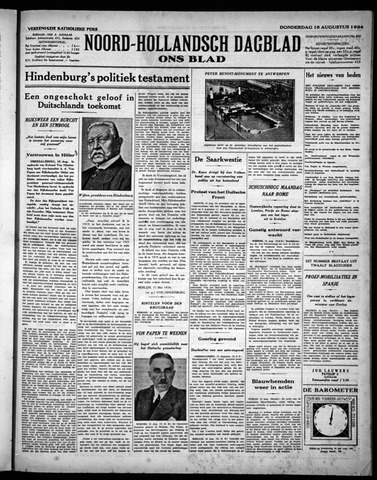 Noord-Hollandsch Dagblad : ons blad 1934-08-16