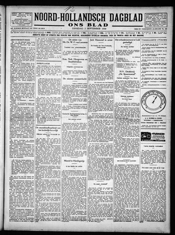 Noord-Hollandsch Dagblad : ons blad 1930-09-02