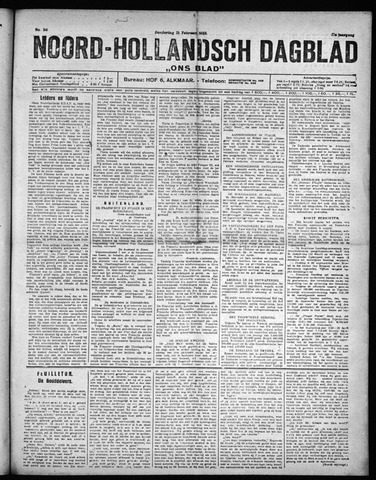 Noord-Hollandsch Dagblad : ons blad 1923-02-15