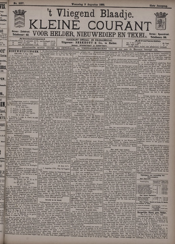 Vliegend blaadje : nieuws- en advertentiebode voor Den Helder 1893-08-09