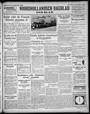 Noord-Hollandsch Dagblad : ons blad 1939-03-20
