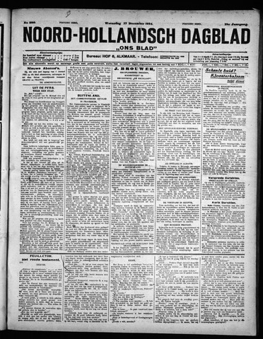 Noord-Hollandsch Dagblad : ons blad 1924-12-17