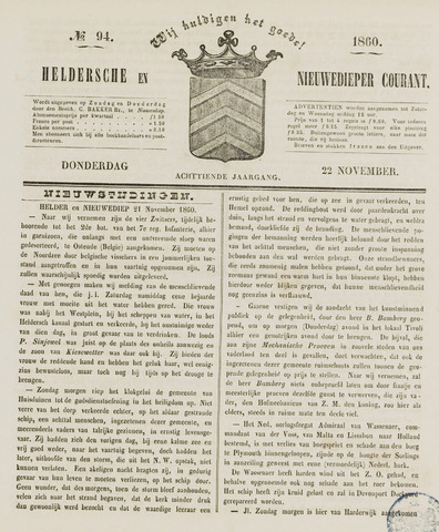 Heldersche en Nieuwedieper Courant 1860-11-22
