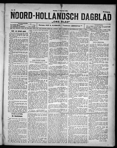 Noord-Hollandsch Dagblad : ons blad 1923-02-27