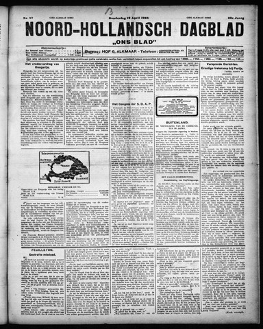 Noord-Hollandsch Dagblad : ons blad 1928-04-12