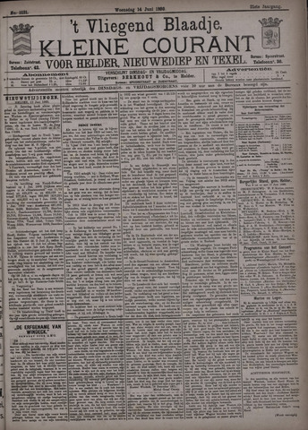 Vliegend blaadje : nieuws- en advertentiebode voor Den Helder 1893-06-14